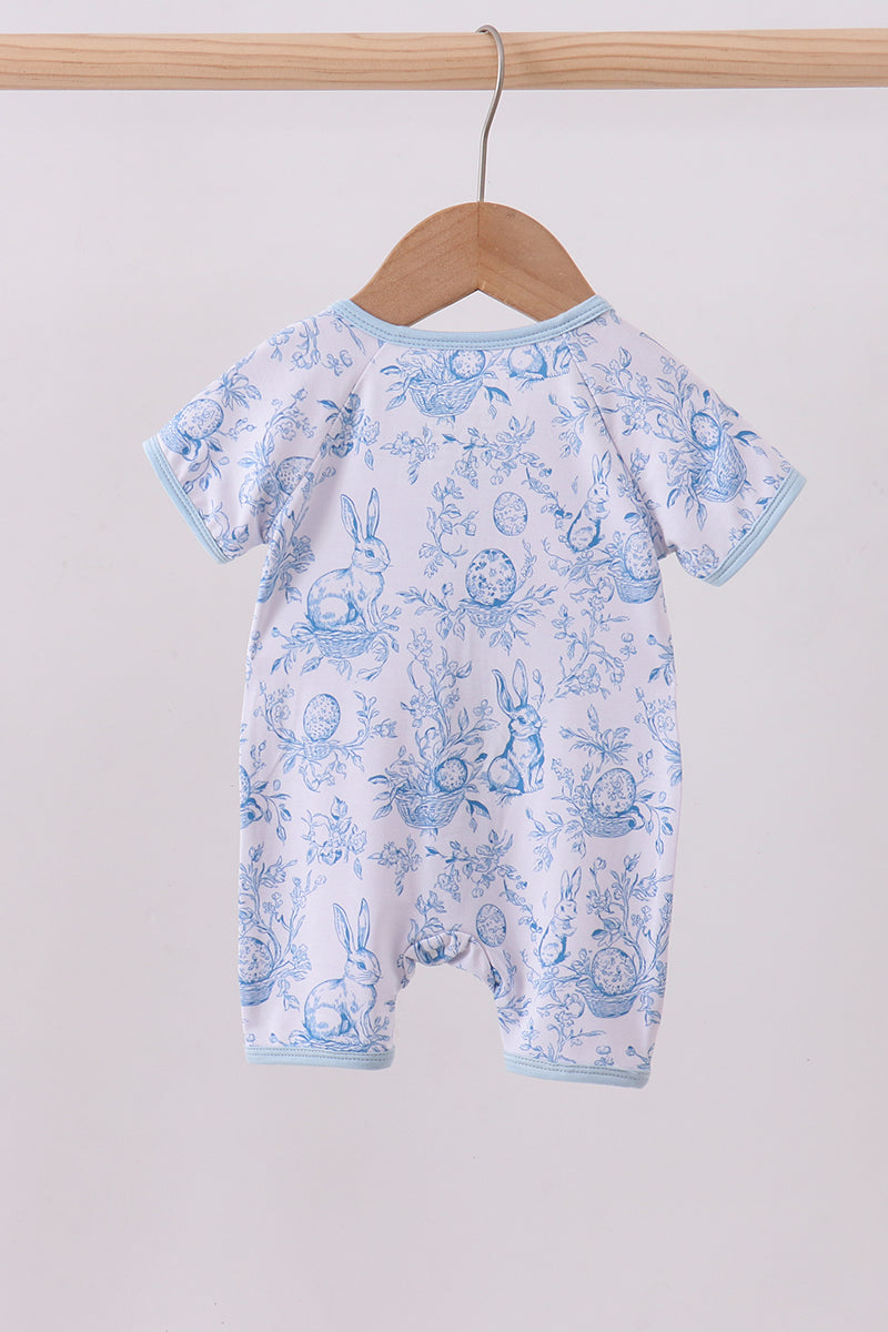 Blue bunny egg bamboo romper | Boutique Children's Clothing