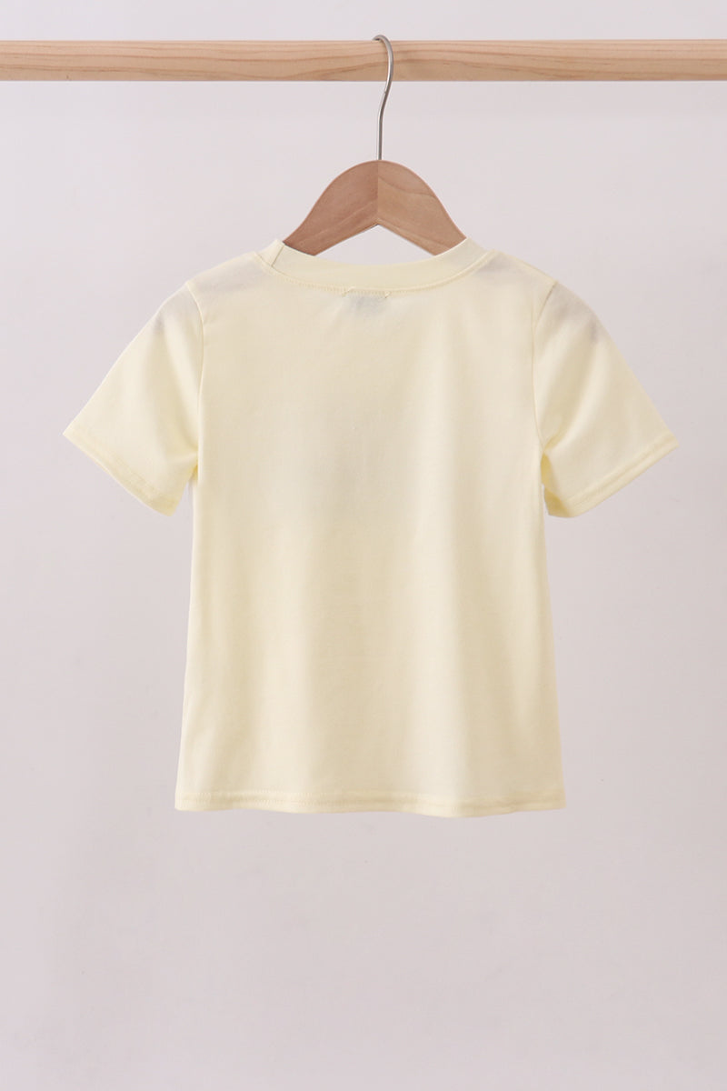 Yellow cross sheep embroidery top | Boutique Children's Clothing