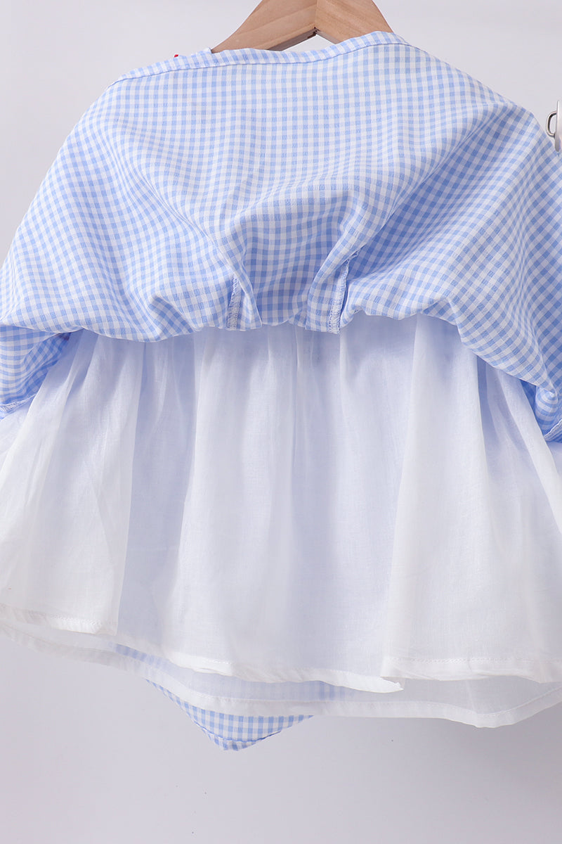 Blue flag smocked ruffle dress | Boutique Children's Clothing
