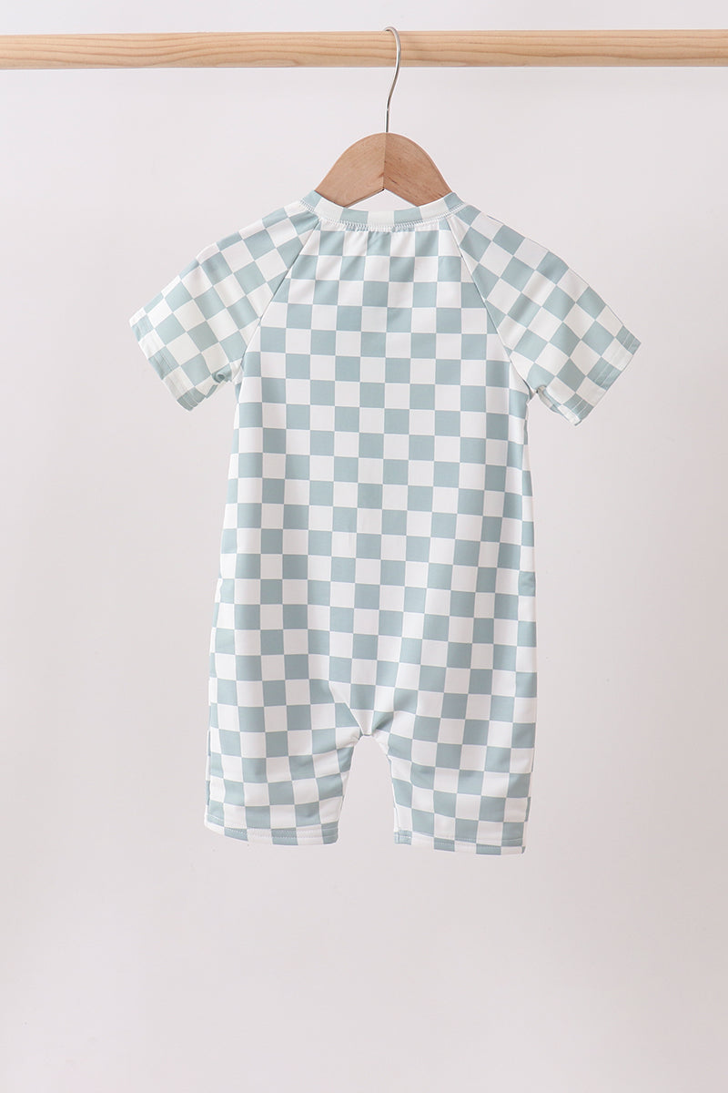 Sage Checker UPF Swim One-Piece | Boutique Children's Clothing