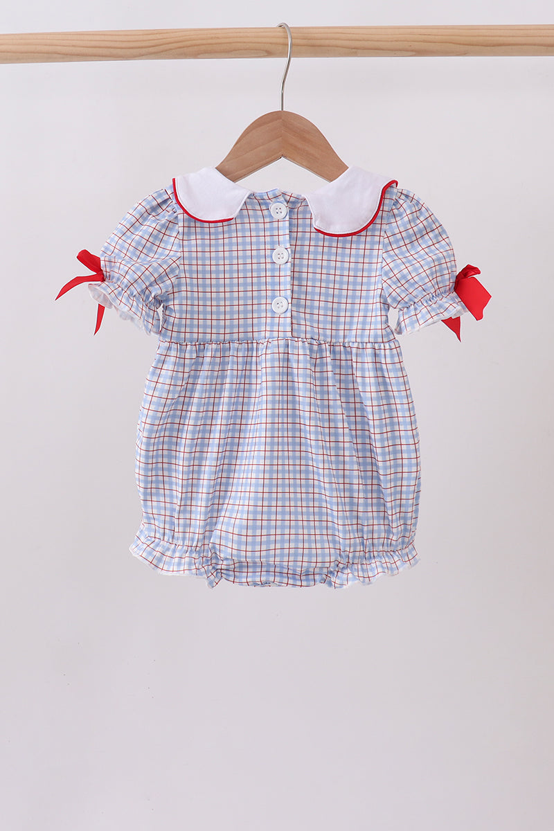 Blue Apple Smocked Plaid Bubble | Boutique Children's Clothing