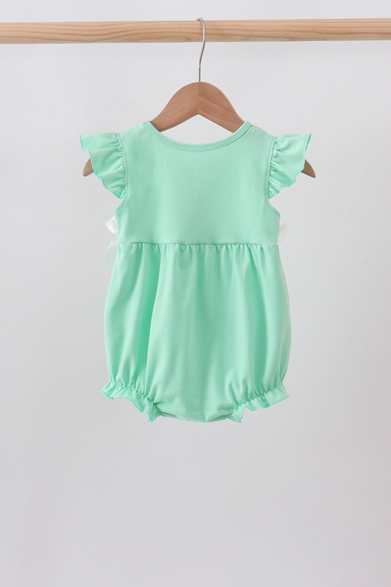 Green character embroidery ruffle bubble | Boutique Children's Clothing