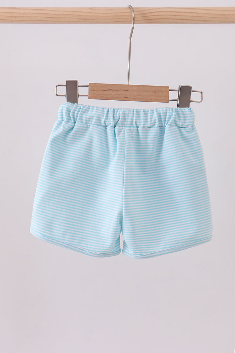 Premium Mint&white stripe drawstring shorts | Boutique Children's Clothing