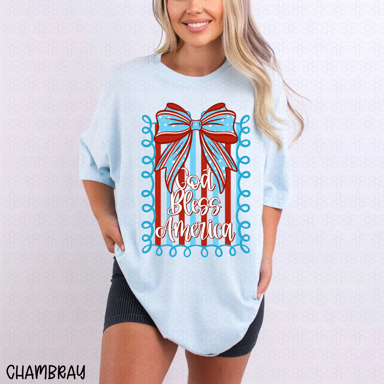 God Bless America Bow Completed Tee | Boutique Children's Clothing