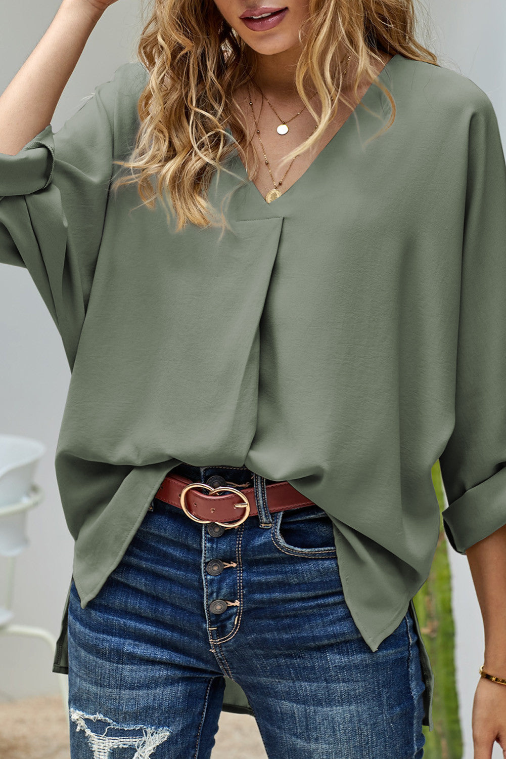 Green V Neck Shirt February.