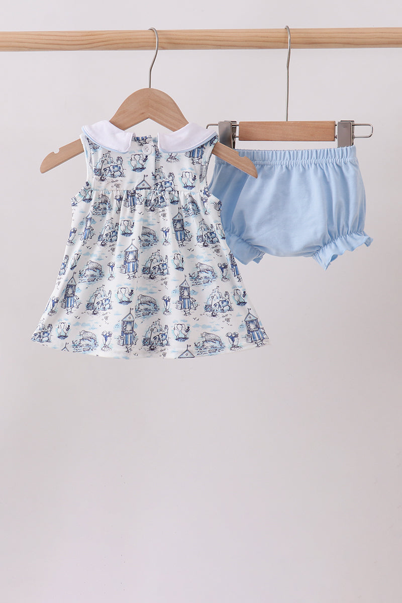 Blue Beach Bloomer Set | Boutique Children's Clothing