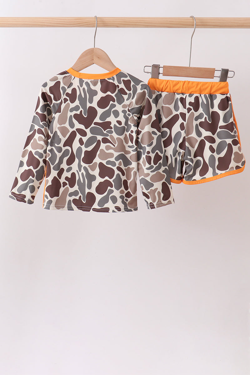 Camo Mallard Embroidered UPF Swim Set | Boutique Children's Clothing