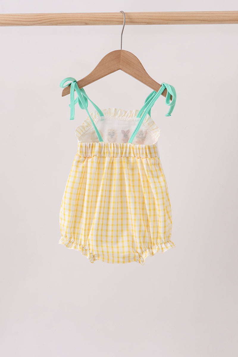 Mustard Honey Bear Embroidered Bubble | Boutique Children's Clothing