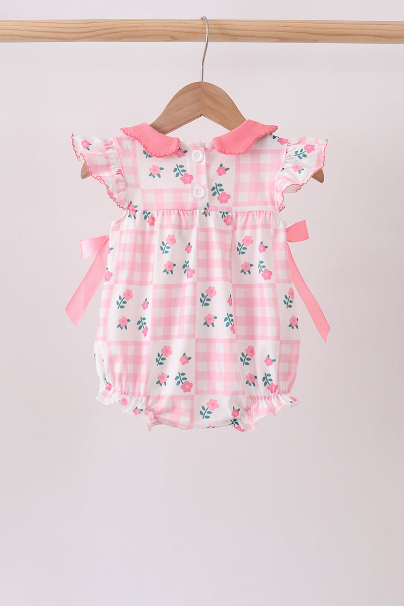 Pink Floral Ruffle Bubble | Boutique Children's Clothing