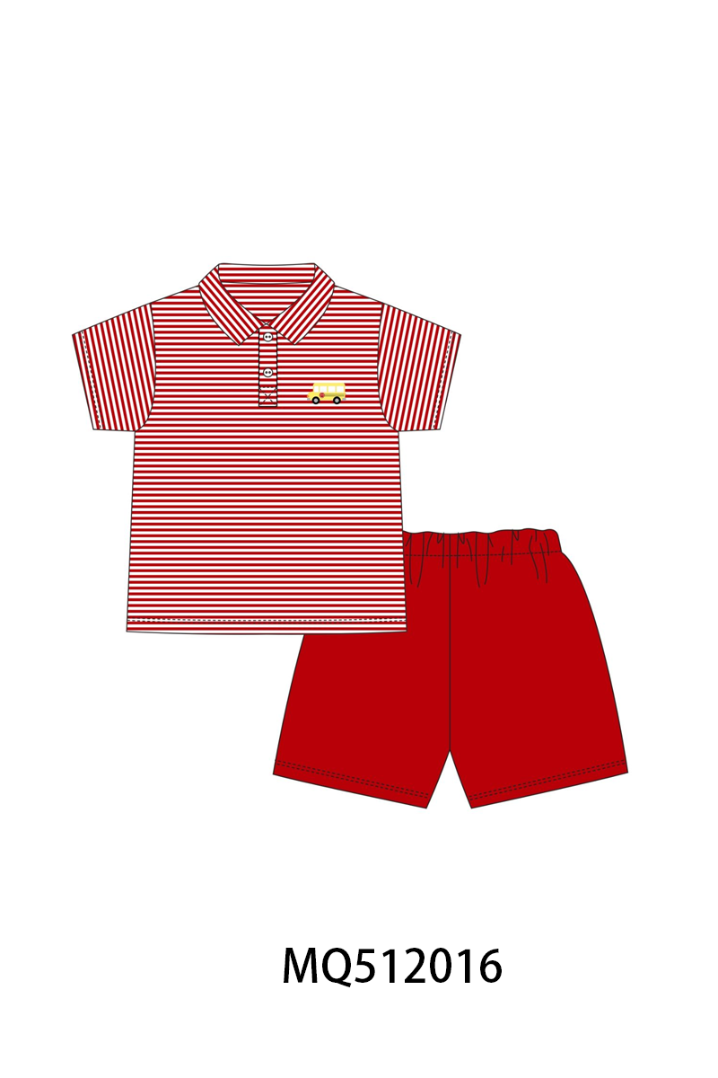 Red School bus Polo Set | Boutique Children's Clothing