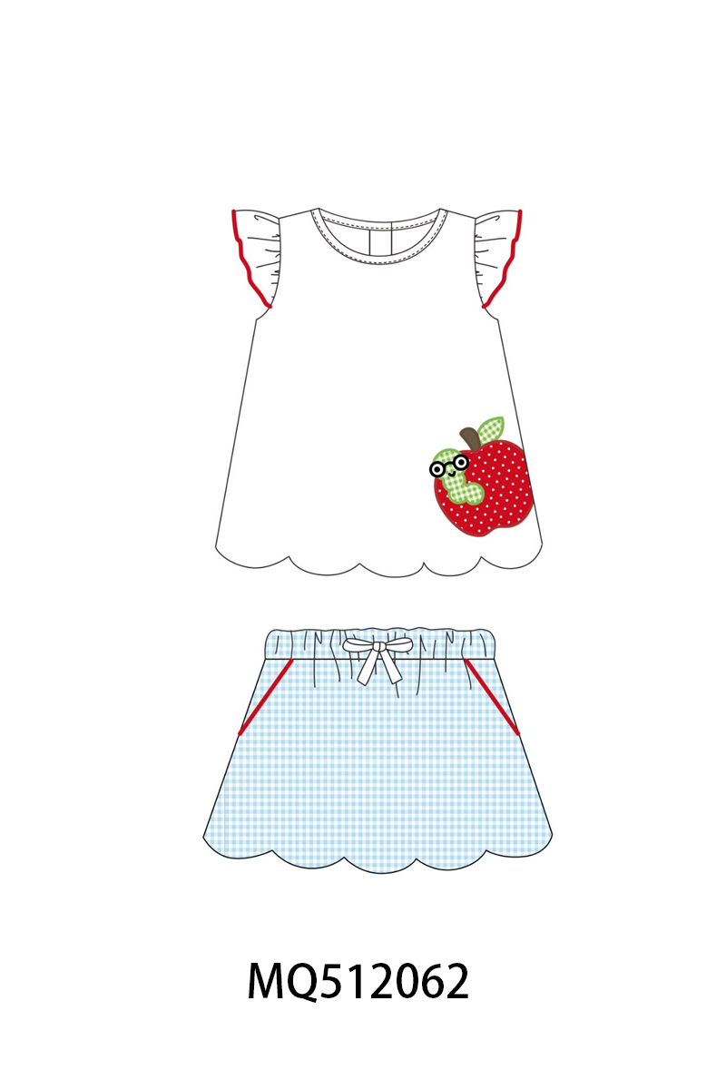 Blue Apple Applique Skorts Set | Boutique Children's Clothing