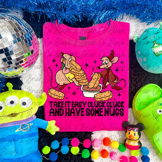 Take It Easy Cluck Cluck Completed Tee