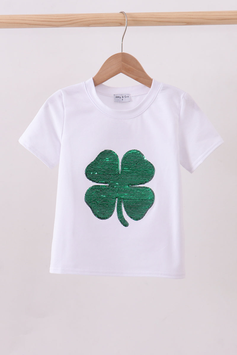 Pink clover glitter top