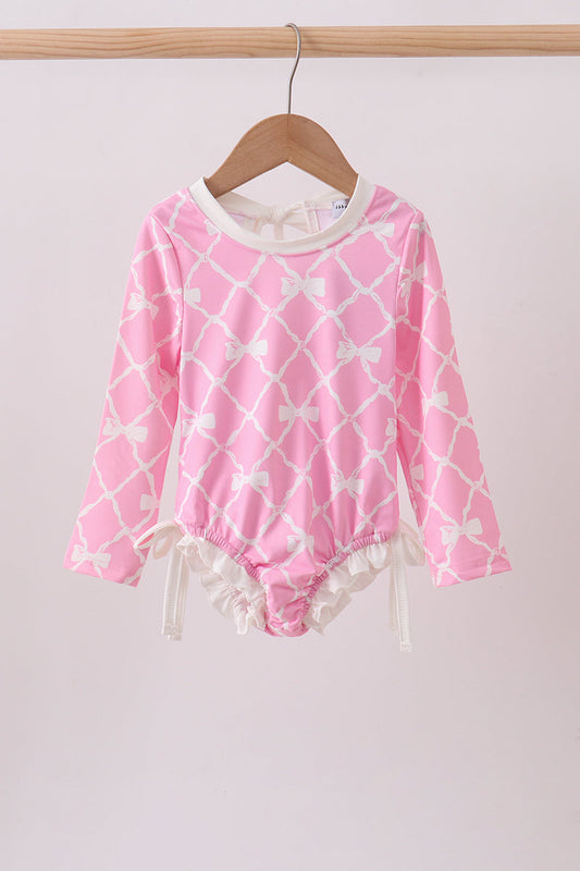 Pink Bow UPF rashguard | Boutique Children's Clothing