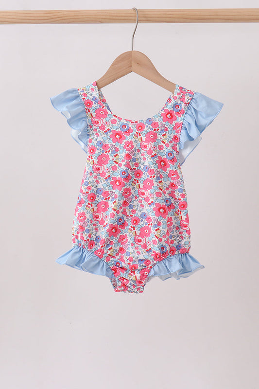 Pink Floral UPF Swim One-Piece | Boutique Children's Clothing