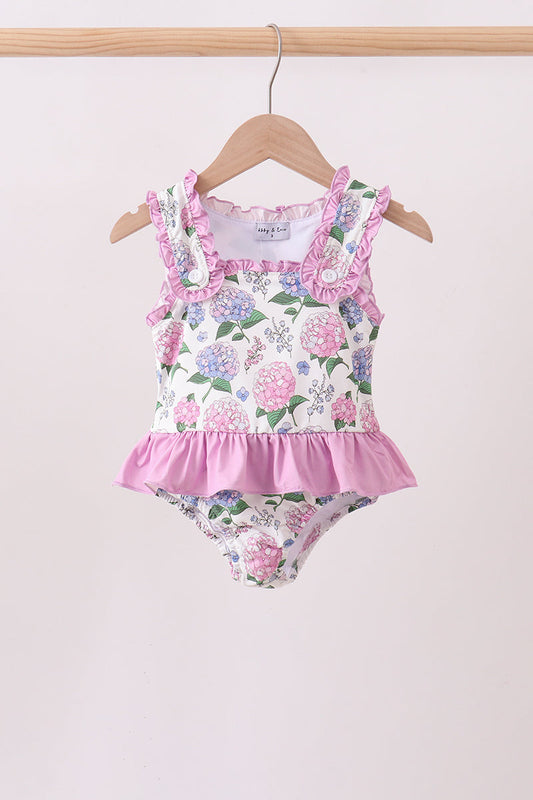 Purple Hydrangea UPF Swim One-Piece | Boutique Children's Clothing