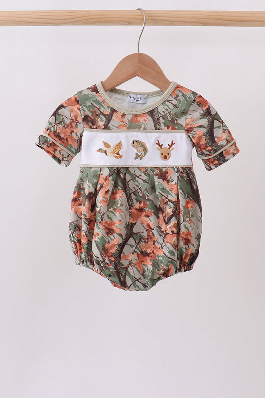 Camo Wildlife Embroidered Bubble | Boutique Children's Clothing