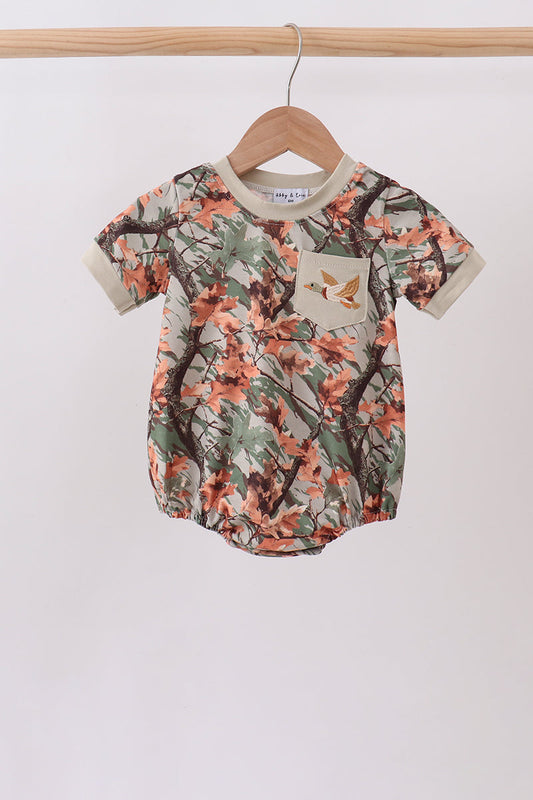 Camo Duck Embroidered Pocket Bubble | Boutique Children's Clothing