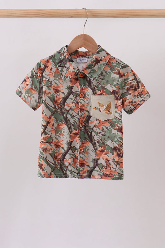 Camo Wildlife Embroidered Dad&me Button Down Shirt | Boutique Children's Clothing