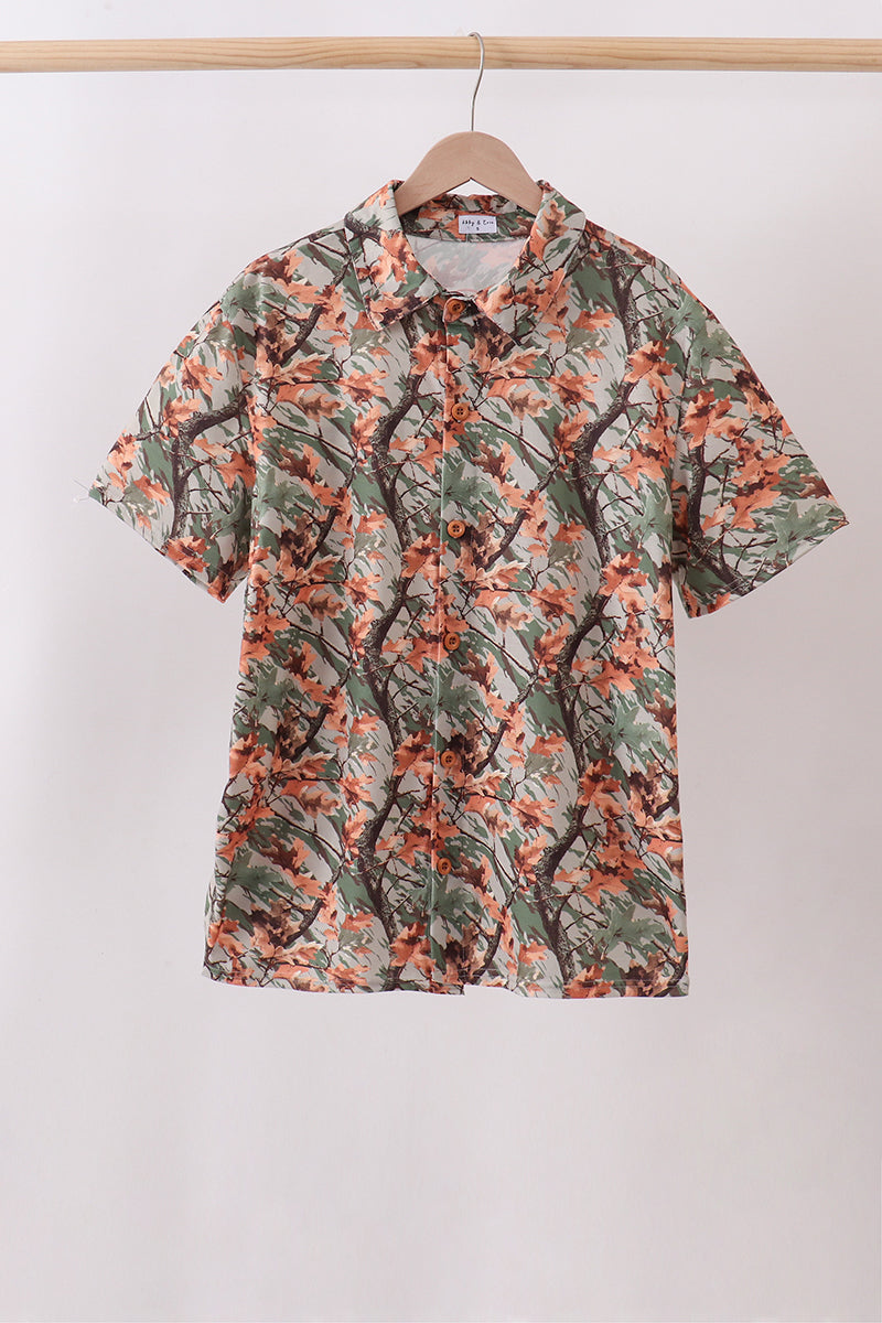 Camo Wildlife Embroidered Dad&me Button Down Shirt | Boutique Children's Clothing