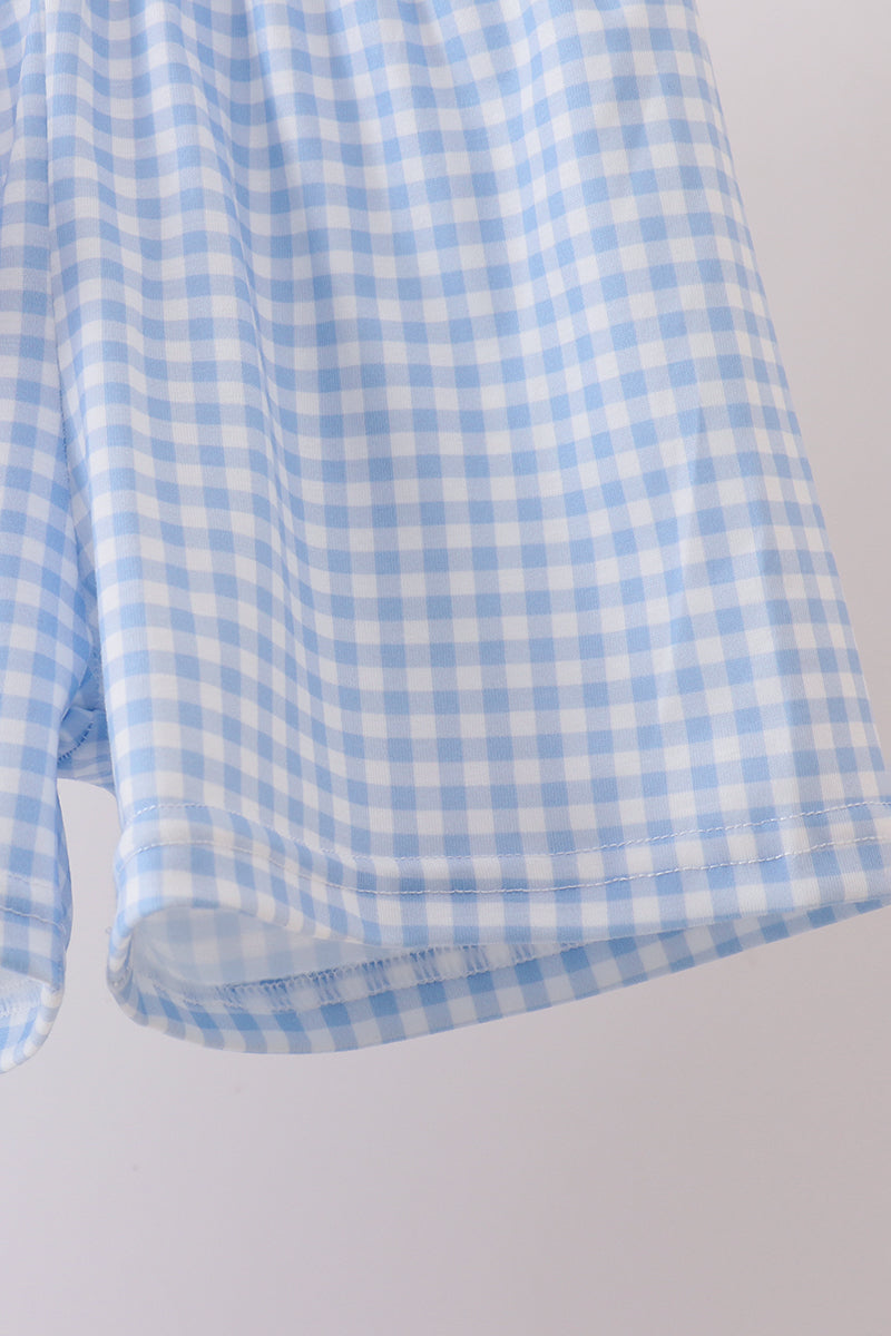 Blue Pumpkin Embroidered Gingham Shorts Set | Boutique Children's Clothing