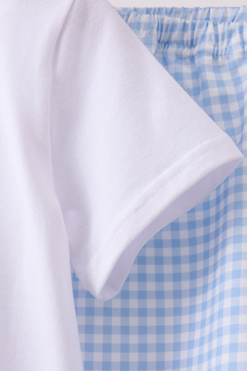 Blue Pumpkin Embroidered Gingham Shorts Set | Boutique Children's Clothing