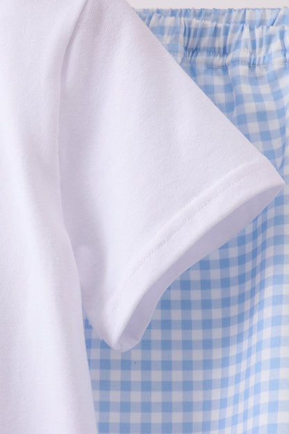 Blue Pumpkin Embroidered Gingham Shorts Set | Boutique Children's Clothing