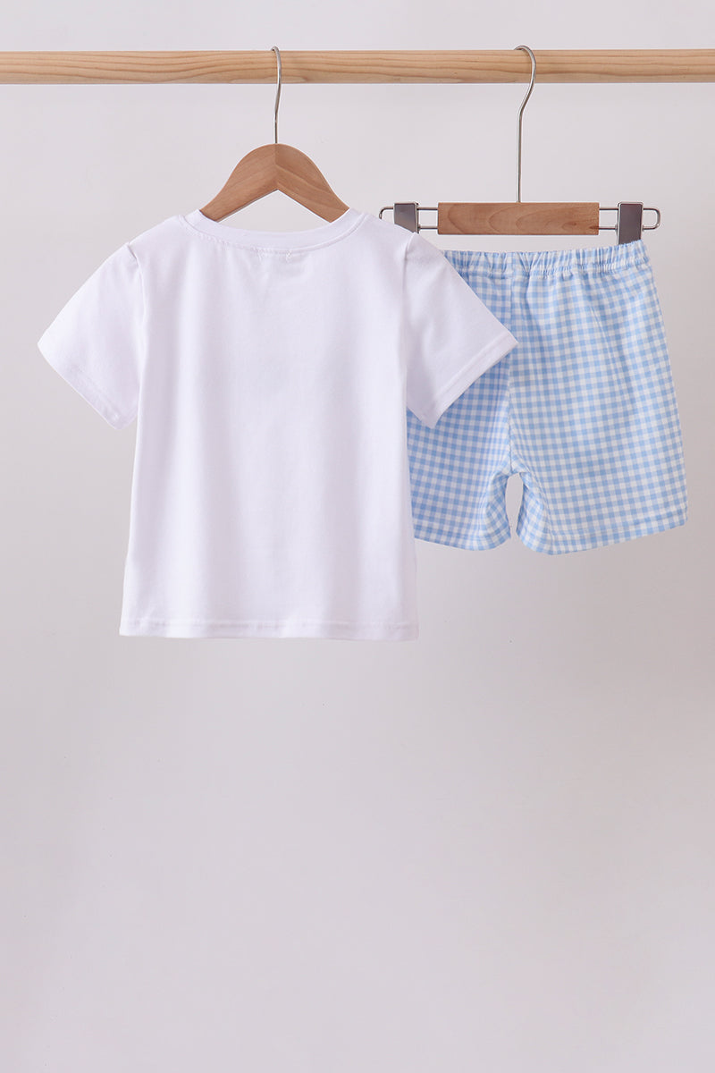 Blue Pumpkin Embroidered Gingham Shorts Set | Boutique Children's Clothing