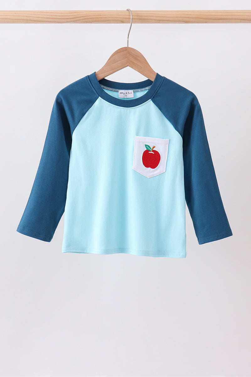 Teal Apple Embroidered Top | Boutique Children's Clothing
