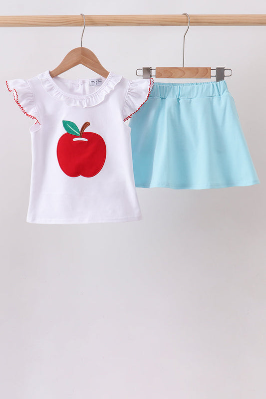 Blue Apple Applique Skorts Set | Boutique Children's Clothing