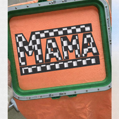 Mama Checkered Embroidery Tee
