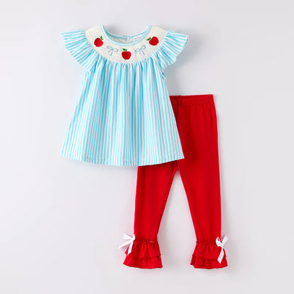 Apple & Bows Smocked Pants Set