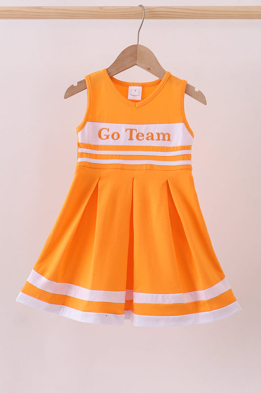 Premium Orange Tennessee Go Team embroidery ruffle dress | Boutique Children's Clothing