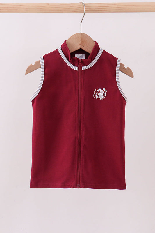 Premium Maroon Georgia bulldog embroidery vest | Boutique Children's Clothing