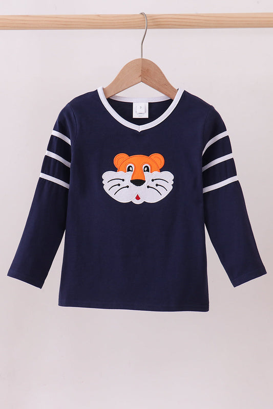 Premium Navy Auburn tiger applique top | Boutique Children's Clothing