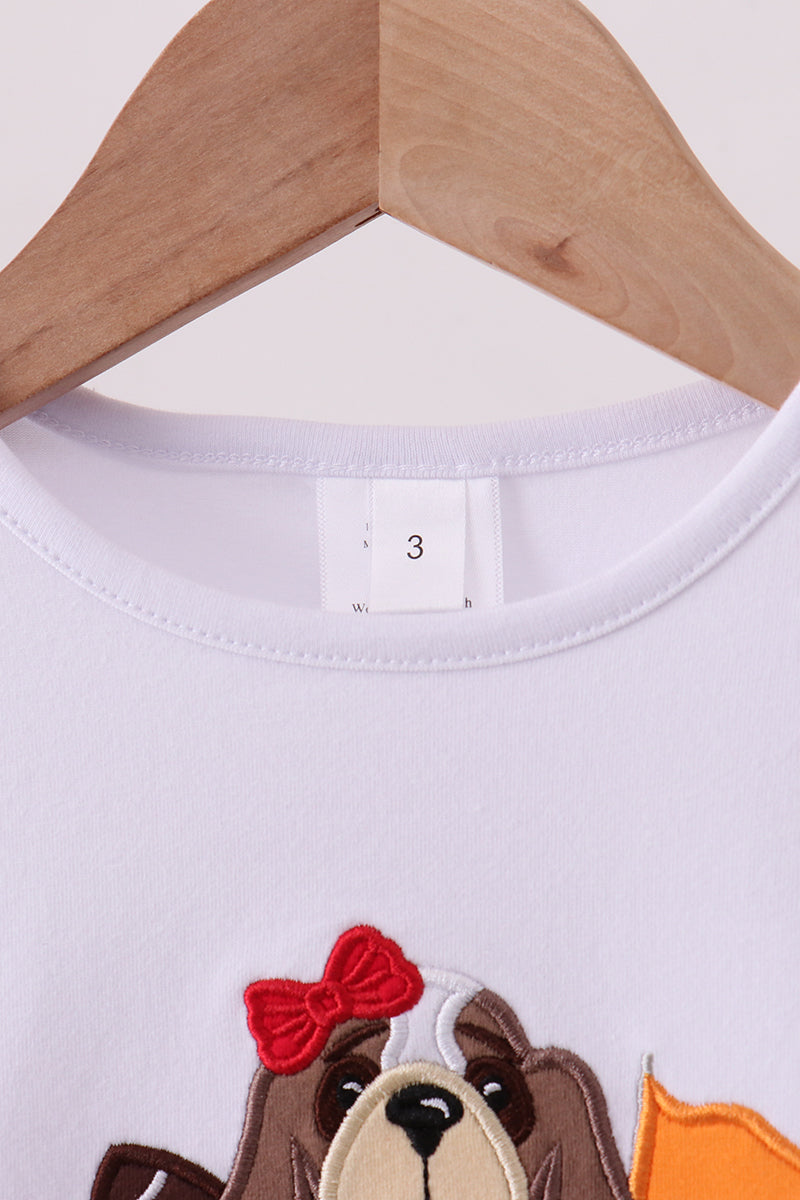 Premium White Tennessee puppy applique top