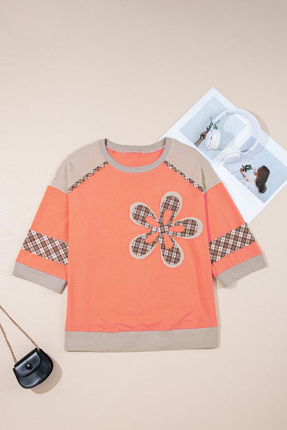 Orange Patchwork Flower Top February.