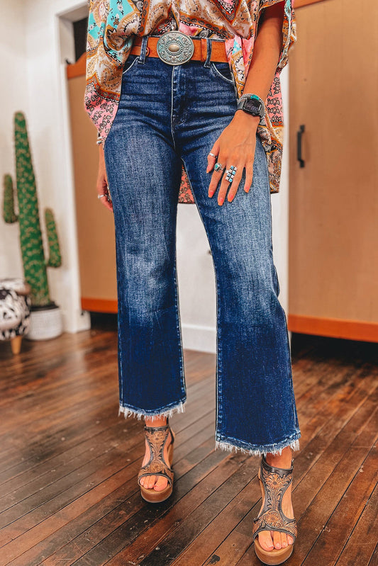 Dark Wash Raw Hem Jeans RTS | Boutique Children's Clothing
