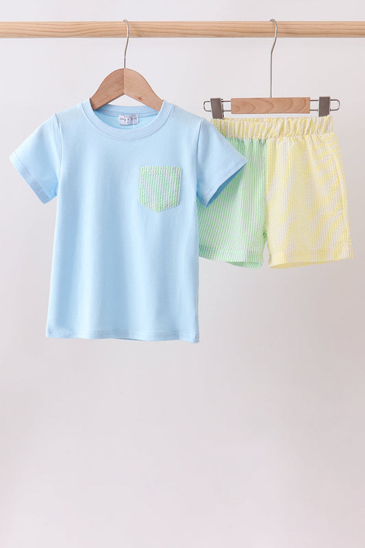 Colorblock pocket shorts set | Boutique Children's Clothing