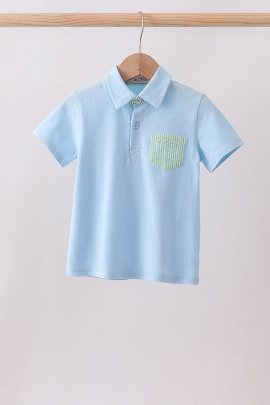 Blue pocket button down shirt | Boutique Children's Clothing