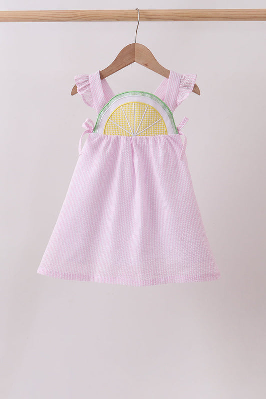 Pink lemon ruffle gingham dress | Boutique Children's Clothing