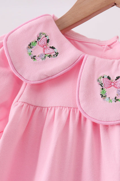 Pink Floral Embroidery Dress | Boutique Children's Clothing