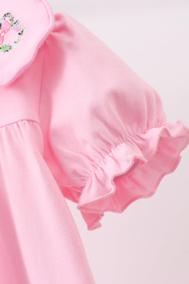 Pink Floral Embroidery Dress | Boutique Children's Clothing