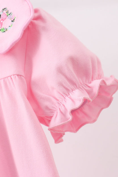 Pink Floral Embroidery Dress | Boutique Children's Clothing