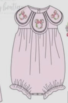 Pink Floral Embroidery Bubble | Boutique Children's Clothing