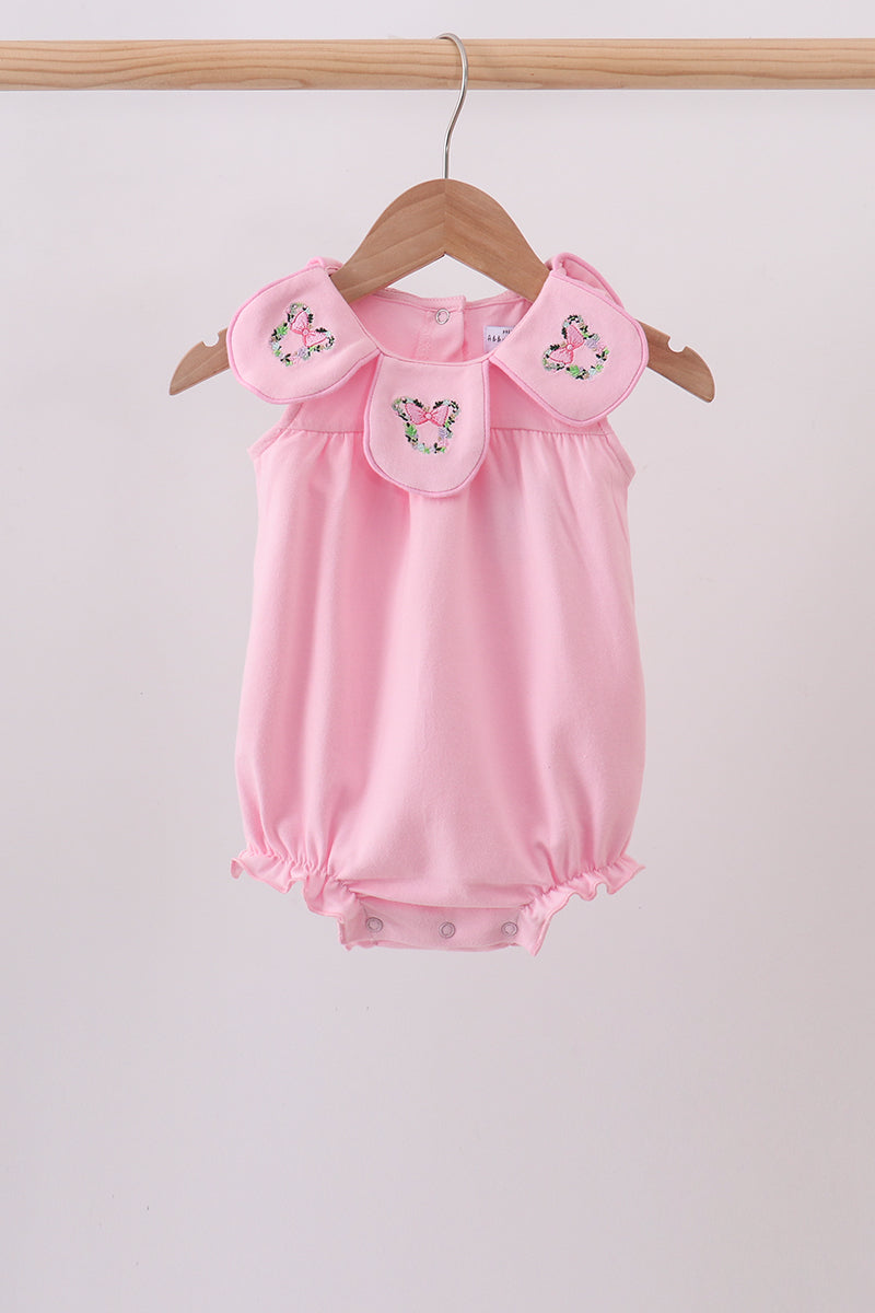 Pink Floral Embroidery Bubble | Boutique Children's Clothing