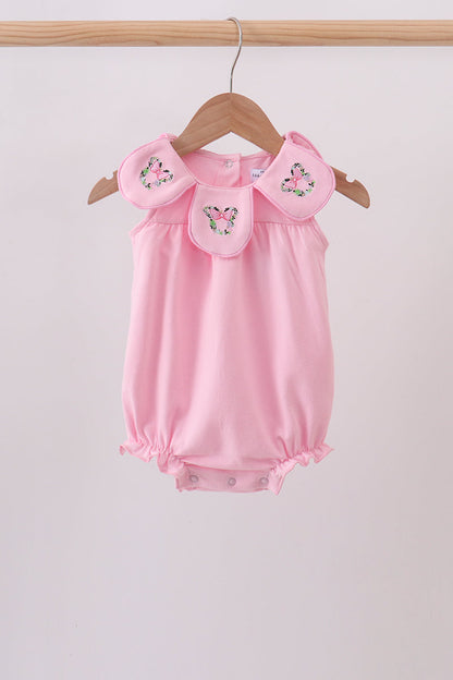 Pink Floral Embroidery Bubble | Boutique Children's Clothing