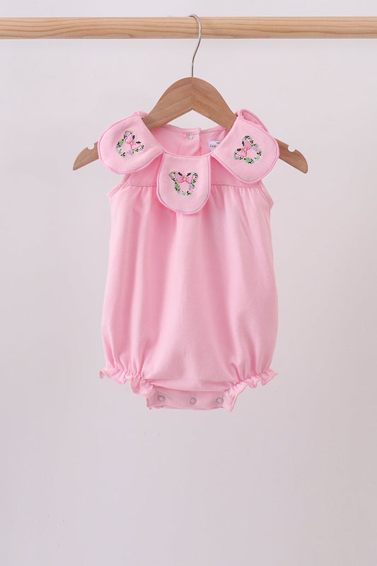 Pink Floral Embroidery Bubble | Boutique Children's Clothing