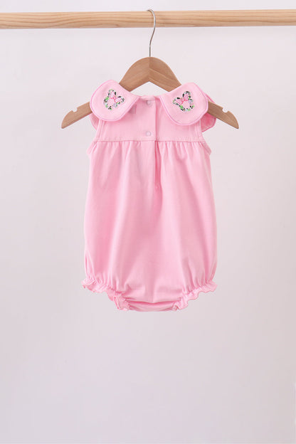 Pink Floral Embroidery Bubble | Boutique Children's Clothing