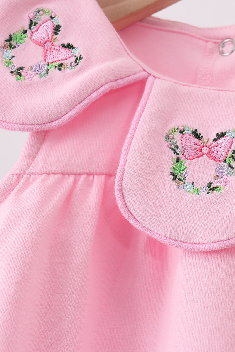 Pink Floral Embroidery Bubble | Boutique Children's Clothing
